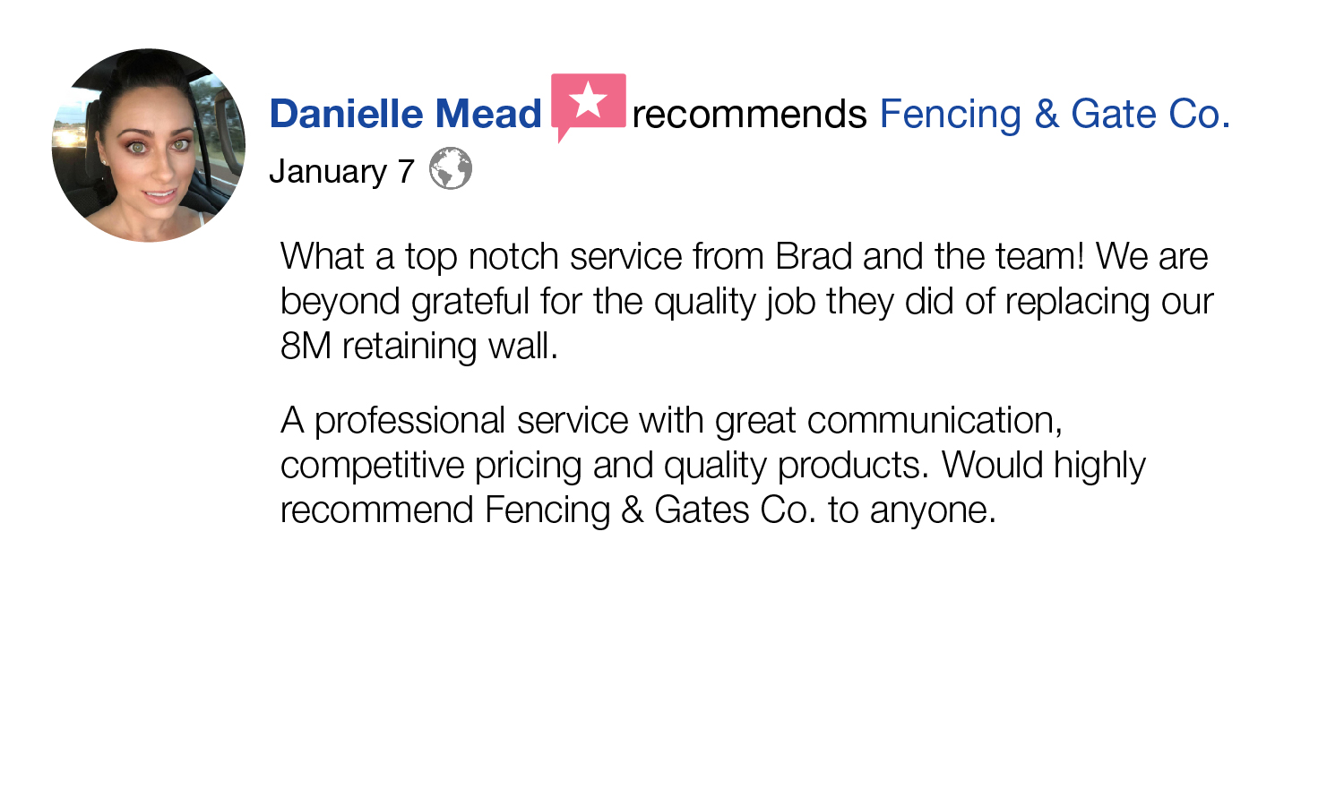 Testimonials | Fencing and Gate Co